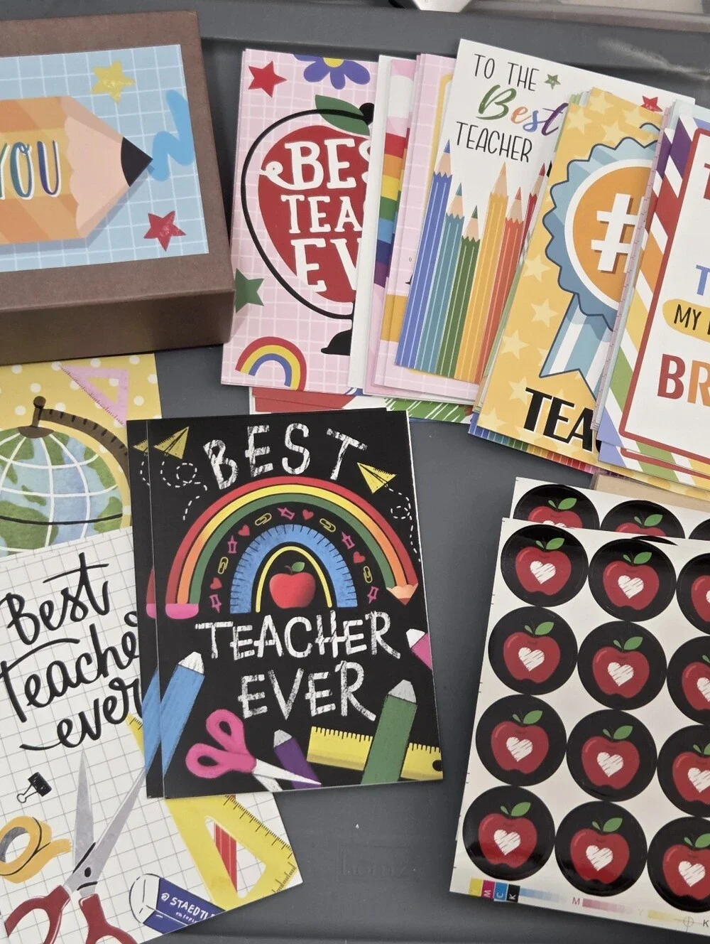 Best Teacher Ever Greeting Cards Pack Set Lot Box New